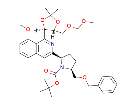 3-<(2R,5S)-5-benzyloxymethyl-1-tert-butoxycarbonylpyrrolidin-2-yl>-1-<(4R,5R)-5-methoxymethoxymethyl-2,2-dimethyl-1,3-dioxolan-4-yl>-8-methoxyisoquinoline