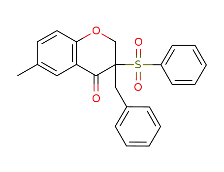 4H-1-Benzopyran-4-one,
2,3-dihydro-6-methyl-3-(phenylmethyl)-3-(phenylsulfonyl)-