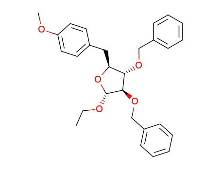 Molecular Structure of 115828-71-2 (ethyl 2,3-di-O-benzyl-5-deoxy-5-C-(4-methoxyphenyl)-β-L-arabinofuranoside)