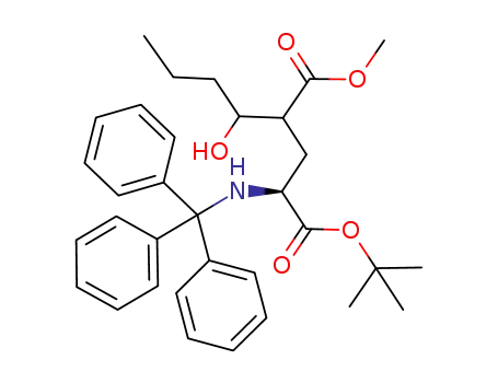 Molecular Structure of 125089-93-2 (t-butyl 2-tritylamino-4-carbomethoxy-5-hydroxy-(2S)-octanoate)