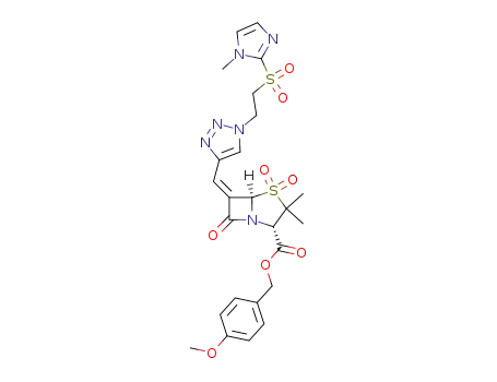 p-methoxybenzyl (3S,5R,6Z)-6-<1-<1-<2-(1-methylimidazol-2-yl)sulfonylethyl>-1,2,3-triazol-4-yl>methylene>penicillanate 1,1-dioxide