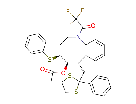 Acetic acid (4S,5R,6S)-6-(2-phenyl-[1,3]dithiolan-2-ylmethyl)-4-phenylsulfanyl-1-(2,2,2-trifluoro-acetyl)-1,2,3,4,5,6-hexahydro-benzo[b]azocin-5-yl ester