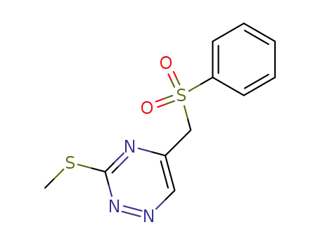 Molecular Structure of 87505-20-2 (1,2,4-Triazine, 3-(methylthio)-5-[(phenylsulfonyl)methyl]-)