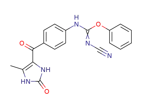 Molecular Structure of 173375-92-3 (N<sup>1</sup>-Cyano-N<sup>2</sup>-<4-<(1,3-dihydro-5-methyl-2-oxo-3H-imidazol-4-yl)carbonyl>phenyl>-O-phenyl isourea)