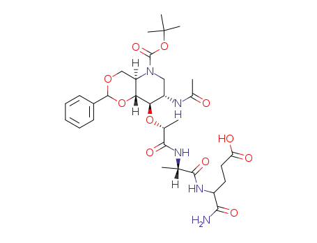 N-<2-O-<2-acetamido-4,6-O-benzylidene-N-(tert-butoxycarbonyl)-1,2,3,5-tetradeoxy-1,5-imino-D-glucitol-3-yl>-D-lactoyl>-L-alanyl-D-isoglutamine