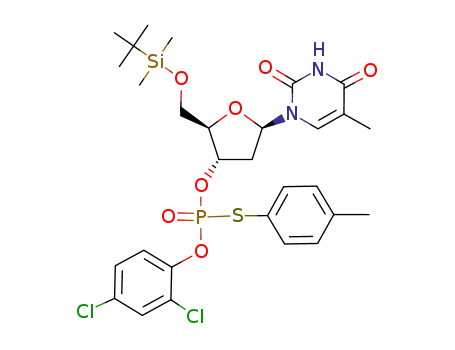 Thiophosphoric acid O-[(2R,3S,5R)-2-(tert-butyl-dimethyl-silanyloxymethyl)-5-(5-methyl-2,4-dioxo-3,4-dihydro-2H-pyrimidin-1-yl)-tetrahydro-furan-3-yl] ester O'-(2,4-dichloro-phenyl) ester S-p-tolyl ester