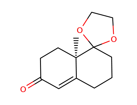 Molecular Structure of 117556-90-8 ((R)-SPIRO[1,3-DIOXOLANE-2,1'(2'H)-NAPHTHALEN]-6'(5'H)-ONE, 3',7',8',8'A-TETRAHYDRO-8'A-METHYL- (9CI))