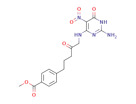 1-<(2-amino-4-hydroxy-5-nitropyrimidin-6-yl)amino>-5-(p-carbomethoxyphenyl)pentan-2-one