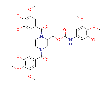 Carbamic acid, (3,4,5-trimethoxyphenyl)-, (1,4-bis(3,4,5-trimethoxyben zoyl)-2-piperazinyl)methyl ester