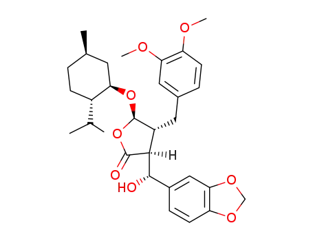 (-)-(3S,4R,5R,6R)-3-(3',4'-methylenedioxy-α-hydroxybenzyl)-4-<3'',4''-dimethoxybenzyl>-5-(1-menthyloxy)butyrolactone
