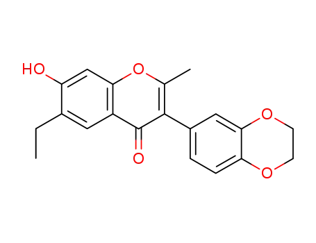 4H-1-Benzopyran-4-one,
3-(2,3-dihydro-1,4-benzodioxin-6-yl)-6-ethyl-7-hydroxy-2-methyl-