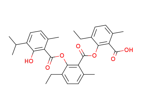 Benzoic acid,
3-ethyl-2-[[2-hydroxy-6-methyl-3-(1-methylethyl)benzoyl]oxy]-6-methyl-,
2-carboxy-6-ethyl-3-methylphenyl ester