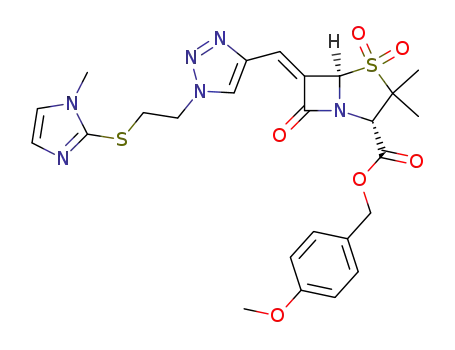 p-methoxybenzyl (3S,5R,6E)-6-<1-<1-<2-(1-methylimidazol-2-yl)thioethyl>-1,2,3-triazol-4-yl>methylene>penicillanate 1,1-dioxide