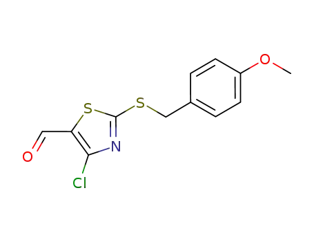 Molecular Structure of 918131-30-3 (5-Thiazolecarboxaldehyde, 4-chloro-2-[[(4-methoxyphenyl)methyl]thio]-)