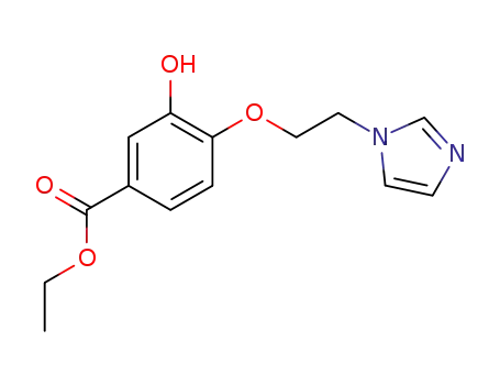 Molecular Structure of 163163-70-0 (ethyl 3-hydroxy-4-<<2-(1-imidazolyl)ethyl>oxy>benzoate)