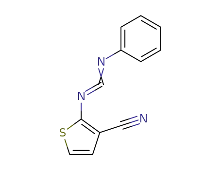 Molecular Structure of 139308-44-4 (3-Thiophenecarbonitrile, 2-[(phenylcarbonimidoyl)amino]-)