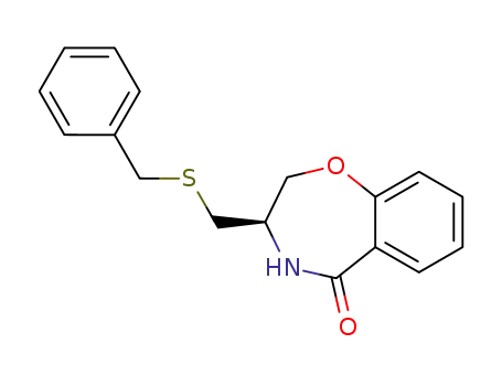 1,4-Benzoxazepin-5(2H)-one,
3,4-dihydro-3-[[(phenylmethyl)thio]methyl]-, (R)-