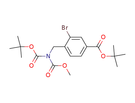 Molecular Structure of 165529-95-3 (t-butyl 3-bromo-4-[[N-t-butoxycarbonyl-N-methoxycarbonyl]amino]methylbenzoate)
