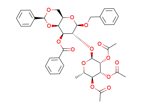 benzyl 3-O-benzoyl-4,6-O-benzylidene-2-O-(2,3,4-tri-O-acetyl-α-L-rhamnopyranosyl)-β-D-galactopyranoside