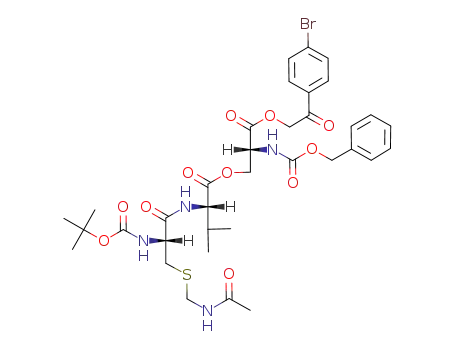 Molecular Structure of 82661-99-2 (N-benzyloxycarbonyl-O-(N-t-butyloxycarbonyl-S-acetamidomethyl-L-cysteinyl-L-valyl)-D-serine p-bromophenacyl ester)