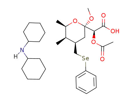 (S)-Acetoxy-((2R,4R,5R,6R)-2-methoxy-5,6-dimethyl-4-phenylselanylmethyl-tetrahydro-pyran-2-yl)-acetic acid; compound with dicyclohexyl-amine