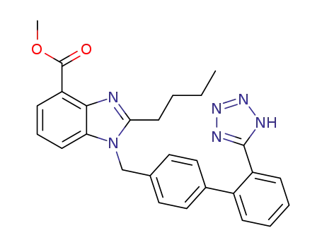 Molecular Structure of 136285-35-3 (2-Butyl-1-[2'-(1H-tetrazol-5-yl)-biphenyl-4-ylmethyl]-1H-benzoimidazole-4-carboxylic acid methyl ester)