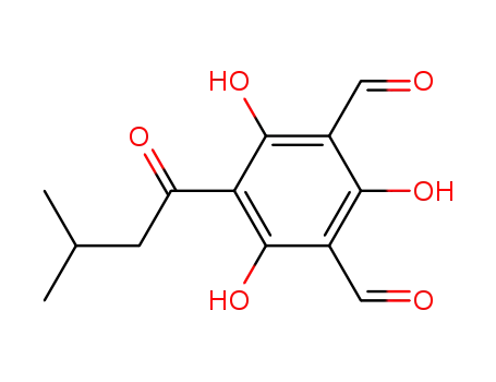 Molecular Structure of 96573-43-2 (1,3-Benzenedicarboxaldehyde,2,4,6-trihydroxy-5-(3-methyl-1-oxobutyl)-)