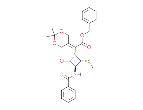 benzyl (3<sup>*</sup>R,4<sup>*</sup>S)-2-(3-benzoylamino-4-methylthio-2-oxo-azetidin-1-yl)-2-(2,2-dimethyl-1,3-dioxan-5-ylidene)acetate