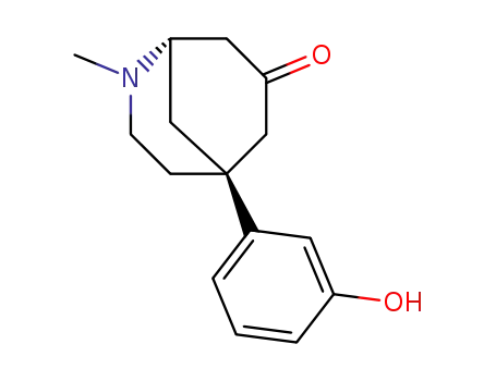 Molecular Structure of 157752-16-4 ((+)-(1S,5S)-5-(3-hydroxyphenyl)-2-methyl-2-azabicyclo<3.3.1>nonan-7-one)