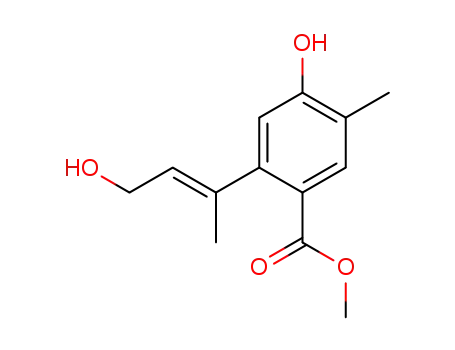 Benzoic acid, 4-hydroxy-2-(3-hydroxy-1-methyl-1-propenyl)-5-methyl-,
methyl ester, (E)-