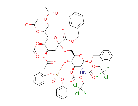 benzyl 6-O-(benzyl 4,5,7,8-tetra-O-acetyl-3-deoxy-α-D-manno-2-octulopyranosylonate)-2-deoxy-4-O-diphenylphosphono-2-(2,2,2-trichloroethoxycarbonyl)amino-3-O-(2,2,2-trichloroethoxycarbonyl)-β-D-glucopyranoside