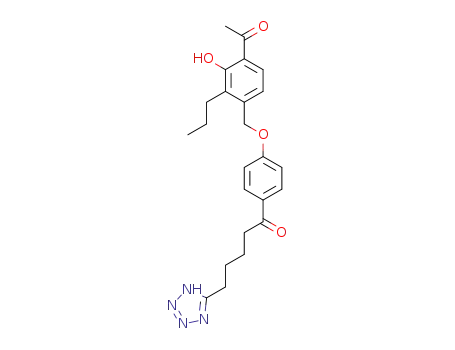 Molecular Structure of 119348-43-5 (1-{4-[(4-Acetyl-3-hydroxy-2-propylphenyl)methoxy]phenyl}-5-(1H-tetrazol-5-yl)-1-pentanone)