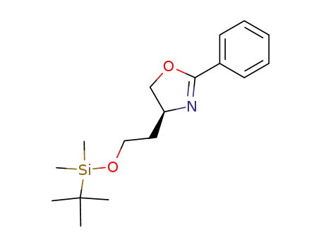 Molecular Structure of 142075-76-1 (Oxazole,
4-[2-[[(1,1-dimethylethyl)dimethylsilyl]oxy]ethyl]-4,5-dihydro-2-phenyl-,
(S)-)