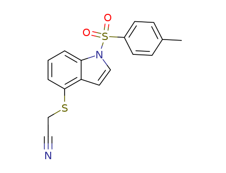 Molecular Structure of 111509-56-9 (1H-Indole, 4-[(cyanomethyl)thio]-1-[(4-methylphenyl)sulfonyl]-)