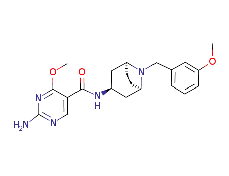 Molecular Structure of 84923-29-5 (2-amino-4-methoxy-N-[8-[(3-methoxyphenyl)methyl]-8-azabicyclo[3.2.1]oc t-3-yl]pyrimidine-5-carboxamide)