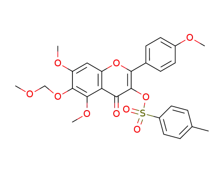 Molecular Structure of 170234-94-3 (Toluene-4-sulfonic acid 5,7-dimethoxy-6-methoxymethoxy-2-(4-methoxy-phenyl)-4-oxo-4H-chromen-3-yl ester)