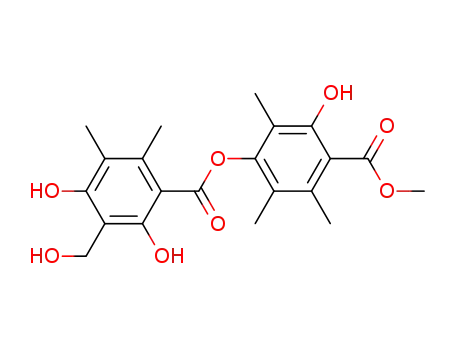 Molecular Structure of 90685-96-4 (Benzoic acid,2,4-dihydroxy-3-(hydroxymethyl)- 5,6-dimethyl-,3-hydroxy-4-(methoxycarbonyl)- 2,5,6-trimethylphenyl ester )