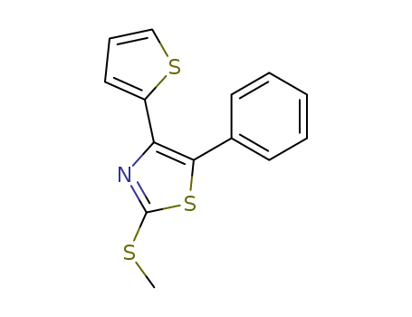 Molecular Structure of 138915-00-1 (Thiazole, 2-(methylthio)-5-phenyl-4-(2-thienyl)-)
