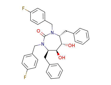 Molecular Structure of 153182-30-0 ((4R,5S,6S,7R)-4,7-dibenzyl-1,3-bis[(4-fluorophenyl)methyl]-5,6-dihydro xy-1,3-diazepan-2-one)