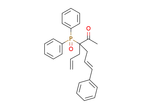 Molecular Structure of 821770-34-7 (5-Hexen-2-one, 3-(diphenylphosphinyl)-6-phenyl-3-(2-propenyl)-, (5E)-)