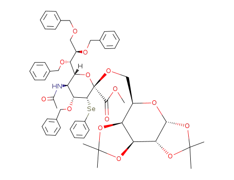 (2R,3R,4R,5S,6R)-5-Acetylamino-4-benzyloxy-3-phenylselanyl-2-((3aR,5R,5aS,8aS,8bR)-2,2,7,7-tetramethyl-tetrahydro-bis[1,3]dioxolo[4,5-b;4',5'-d]pyran-5-ylmethoxy)-6-((1S,2R)-1,2,3-tris-benzyloxy-propyl)-tetrahydro-pyran-2-carboxylic acid methyl ester