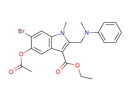 Molecular Structure of 132628-99-0 (5-Acetoxy-6-bromo-1-methyl-2-[(methyl-phenyl-amino)-methyl]-1H-indole-3-carboxylic acid ethyl ester)