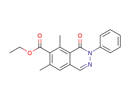 Molecular Structure of 75357-55-0 (6-Phthalazinecarboxylic acid, 3,4-dihydro-5,7-dimethyl-4-oxo-3-phenyl-,
ethyl ester)