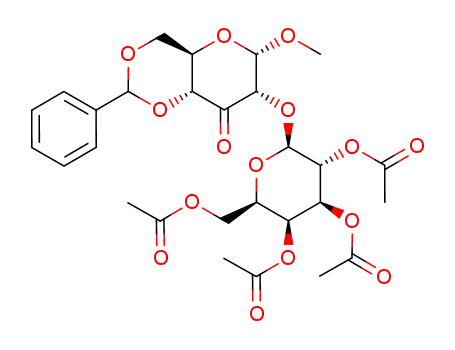 methyl 4,6-O-benzylidene-2-O-(2,3,4,6-tetra-O-acetyl-β-D-galactopyranosyl)-α-D-ribo-hexopyranosyl-3-uloside