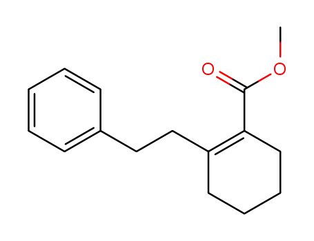 Molecular Structure of 38504-02-8 (2-Phenethyl-cyclohex-1-enecarboxylic acid methyl ester)
