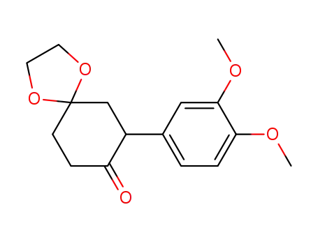 Molecular Structure of 88176-84-5 (1,4-Dioxaspiro[4.5]decan-8-one, 7-(3,4-dimethoxyphenyl)-)