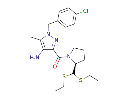 [4-Amino-1-(4-chloro-benzyl)-5-methyl-1H-pyrazol-3-yl]-[(S)-2-(bis-ethylsulfanyl-methyl)-pyrrolidin-1-yl]-methanone