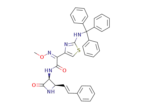 Molecular Structure of 111540-31-9 (4-styryl 3-<<(2-trityl-amino 4-thiazolyl)(methoxyimino)acetyl>amino> 2-azetidinone)
