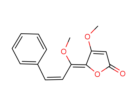 Molecular Structure of 108932-61-2 (2(5H)-Furanone, 4-methoxy-5-(1-methoxy-3-phenyl-2-propenylidene)-,
(E,Z)-)