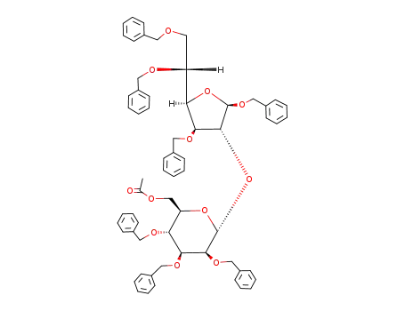 Acetic acid (2R,3R,4S,5S,6R)-3,4,5-tris-benzyloxy-6-[(2R,3R,4S,5R)-2,4-bis-benzyloxy-5-((R)-1,2-bis-benzyloxy-ethyl)-tetrahydro-furan-3-yloxy]-tetrahydro-pyran-2-ylmethyl ester